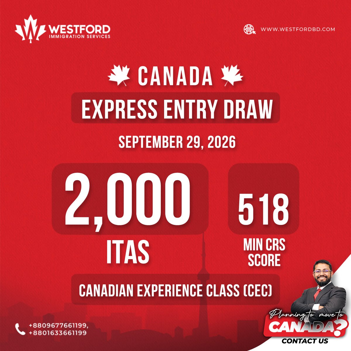 Canada invites 2,000 Canadian Experience Class candidates to pursue permanent residence