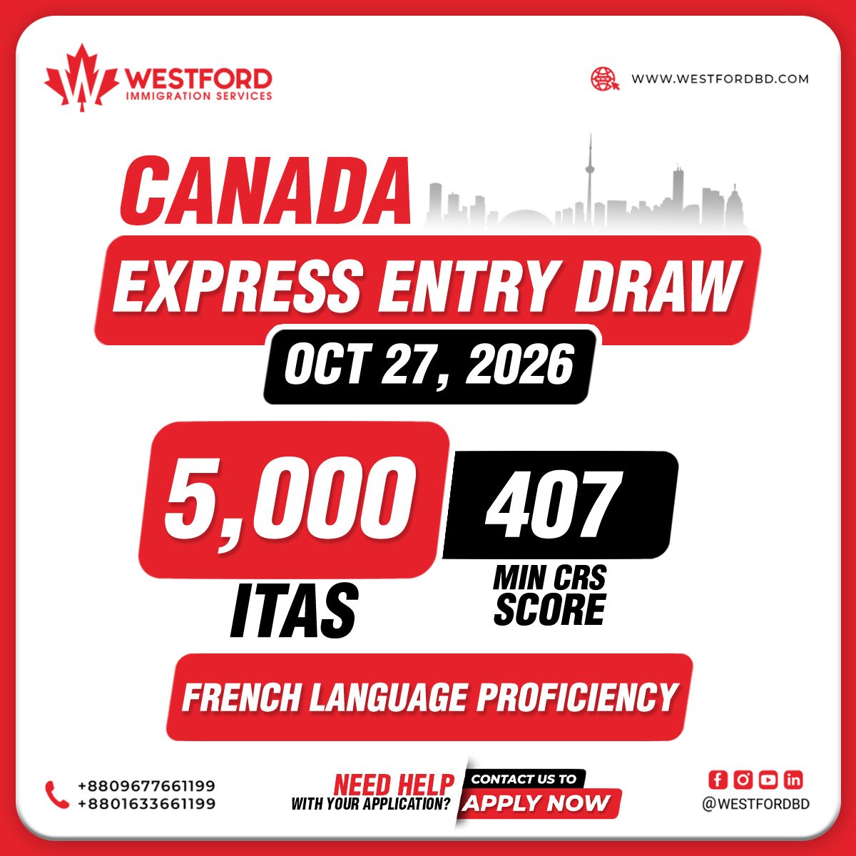 Canada invites 5,000 francophones to apply for permanent residence.